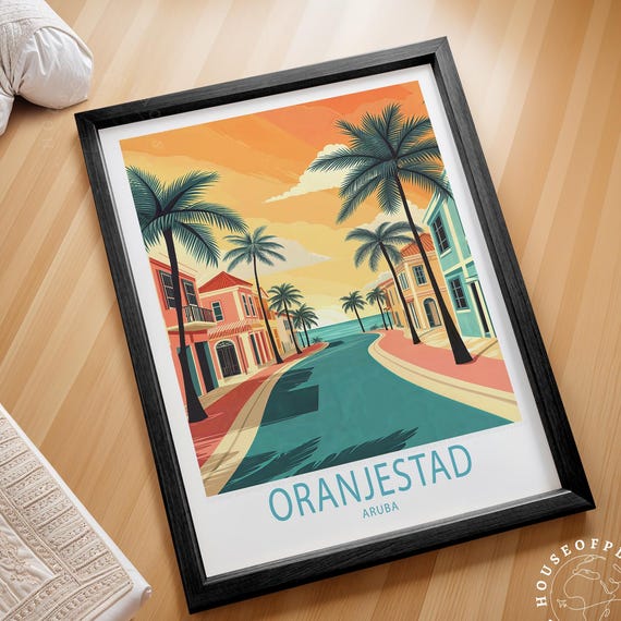 Oranjestad Aruba Travel Poster Print Wall Art House Warming Gifts Birthday