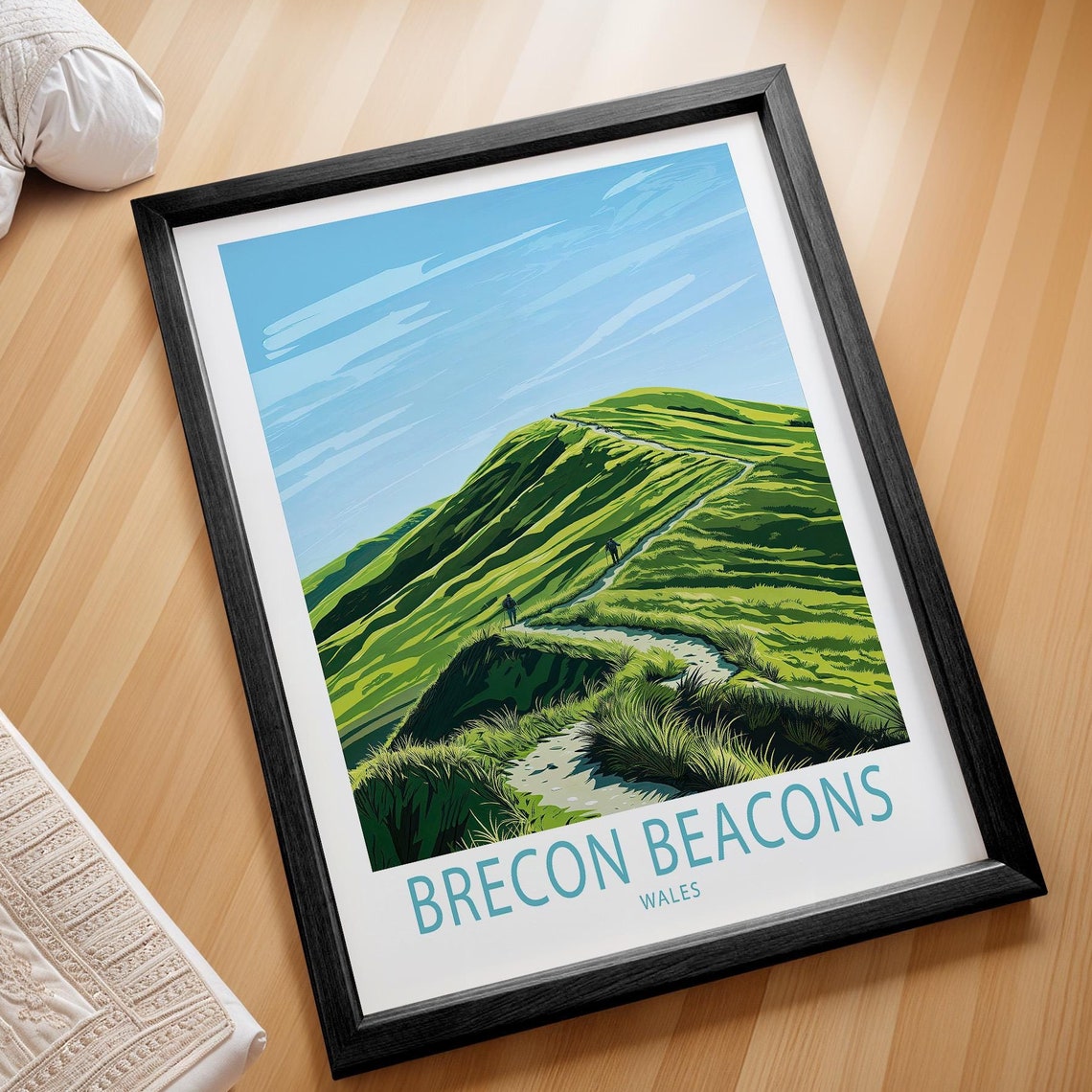 Brecon Beacons Wales Green Mountain Ridge Hikers Trail Poster