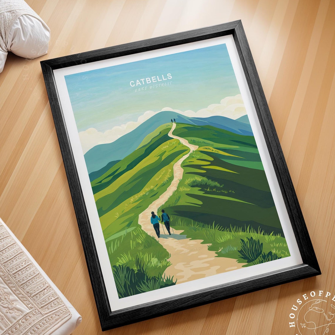 Catbells Lake District Travel Print Cumbria England Wall Art Catbells Travel Poster Personalised Gifts Minimalist Travel Poster