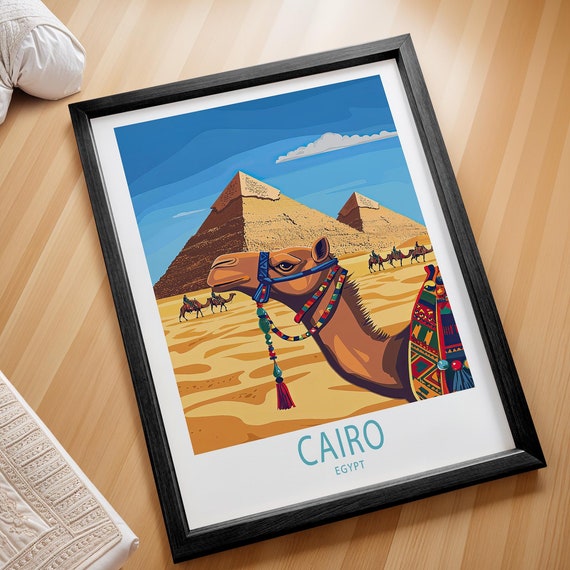 Cairo Egypt Pyramids Travel Poster North Africa Print Wall Art House Warming Gifts Personalised Gift