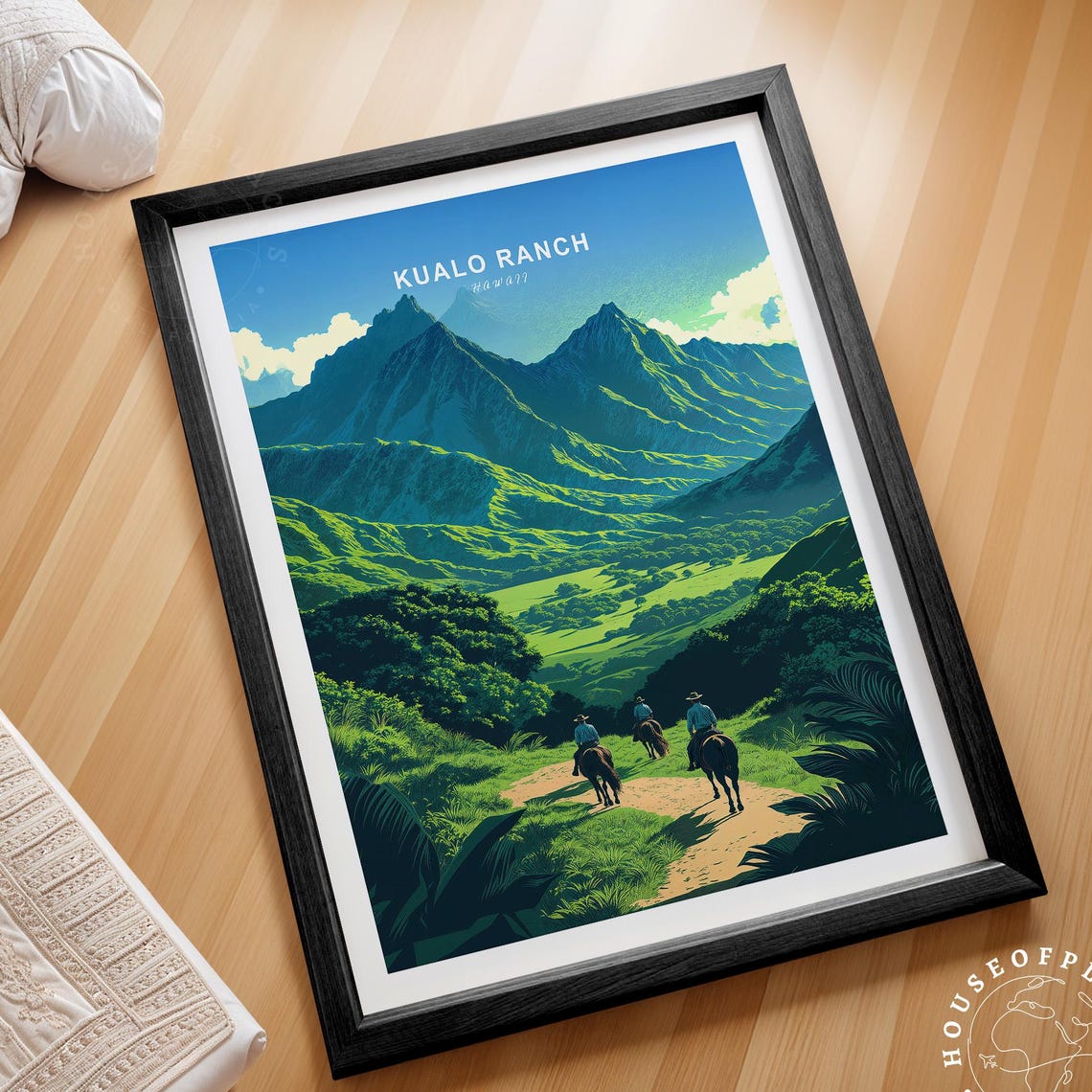 Kualo Ranch Hawaii Horseback Trail Mountain Valley Travel Poster
