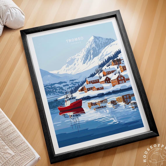 Tromso Ski Wall Art Norway Skiing Print Winter Poster Minimalist Cityscape Persoanlised Travel Gifts