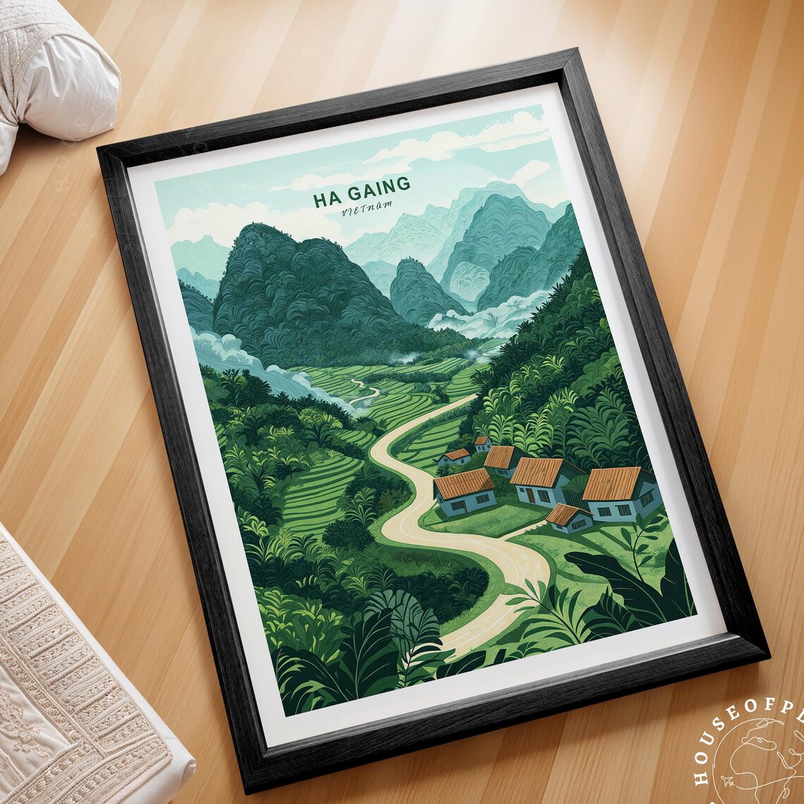 Ha Gaing Vietnam Misty Karst Mountains Rice Terrace Village Poster