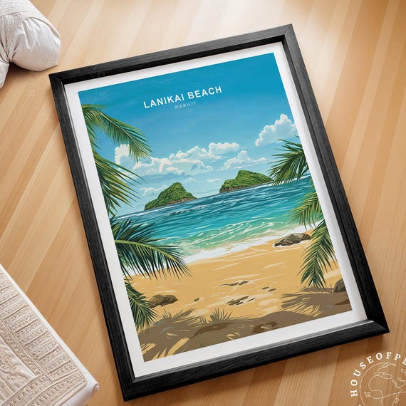 Lanikai Beach Hawaii Paradise Shore Turquoise Waves Art Poster