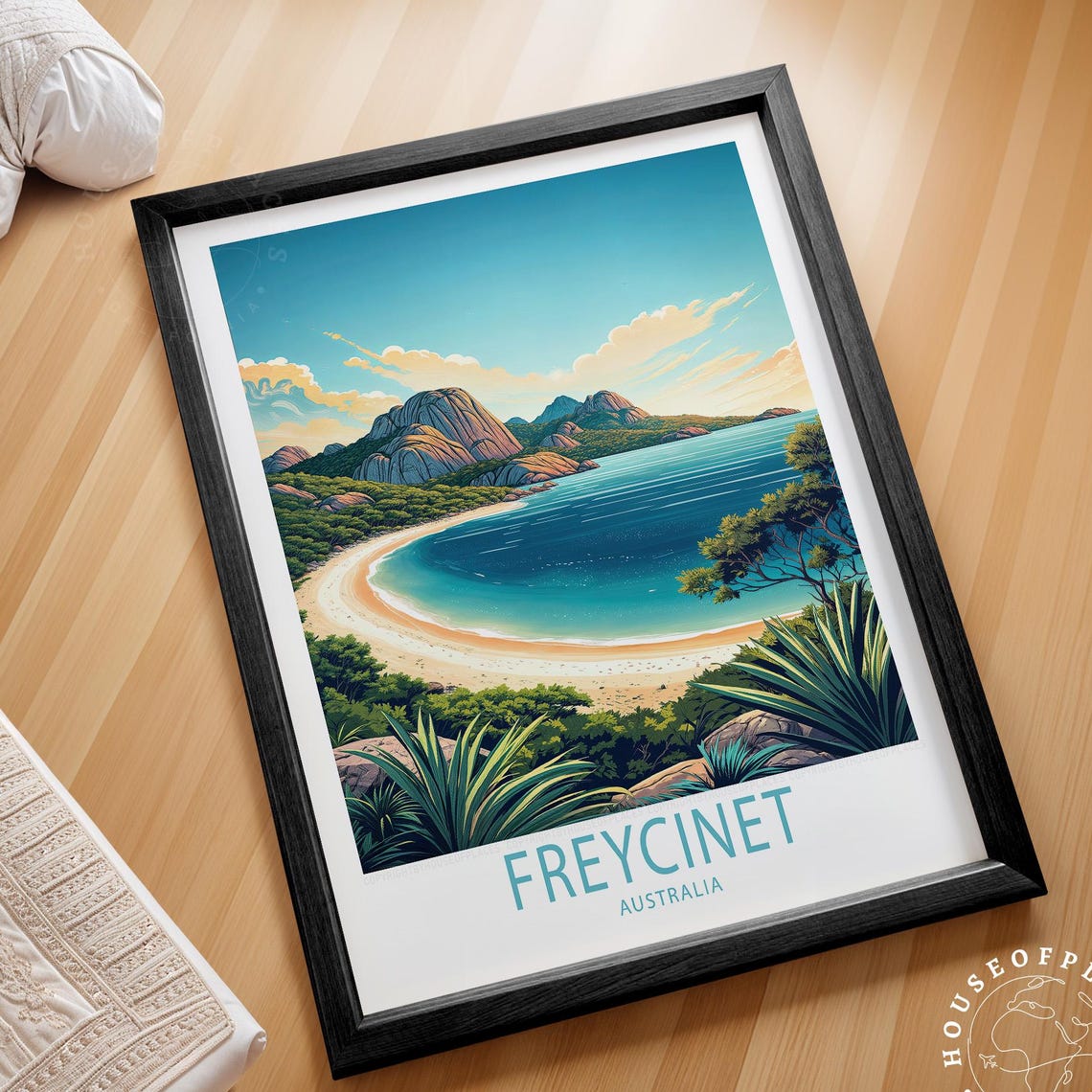 Freycinet Australia White Sand Bay Granite Peaks Travel Art Poster