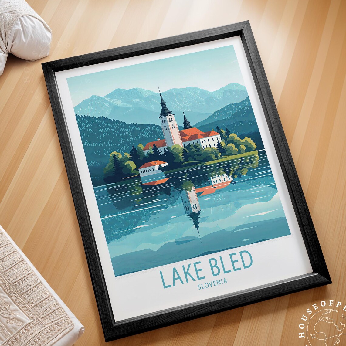 Lake Bled Slovenia Island Church Mirror Reflection Travel Poster