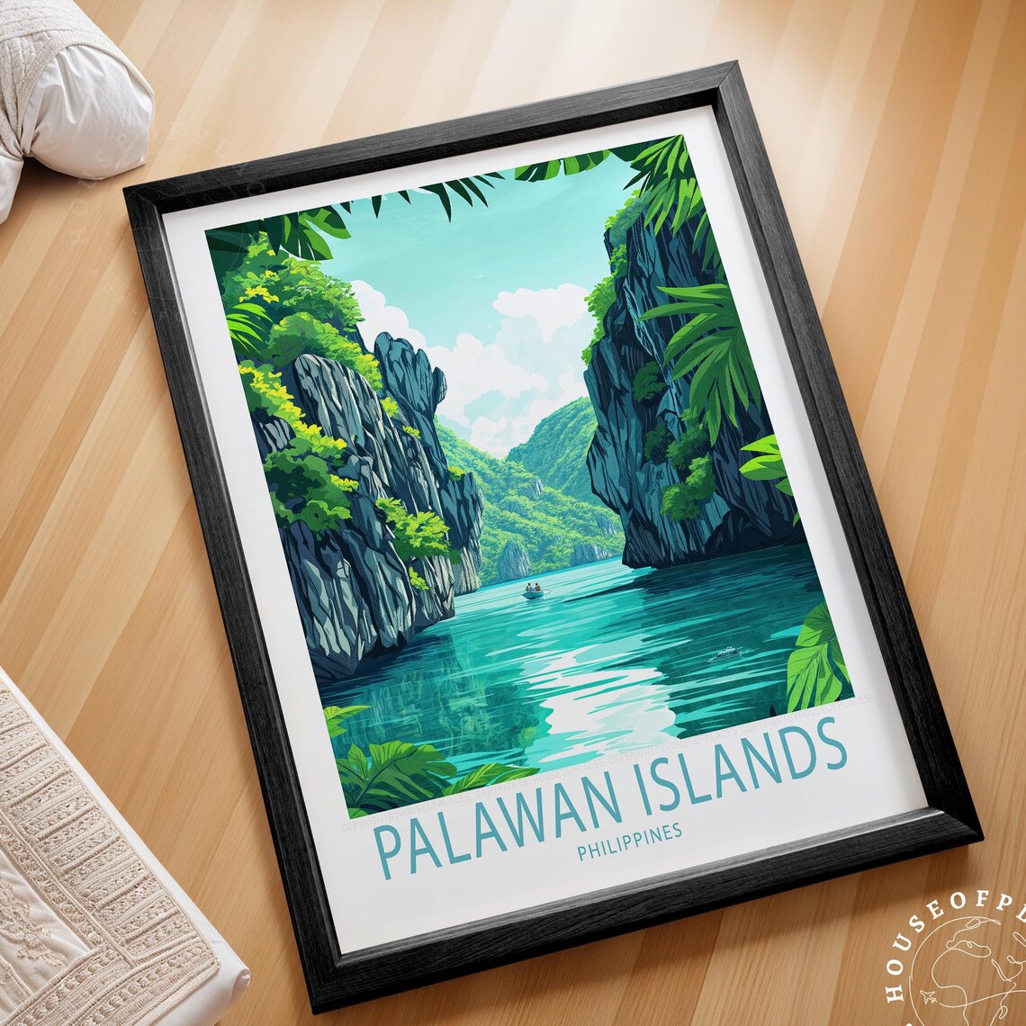 Palawan Islands Philippines Limestone Lagoon Travel Scene Art Poster