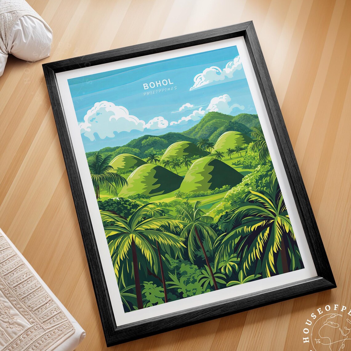 Bohol Philippines Chocolate Hills Palms Tropical Travel Poster
