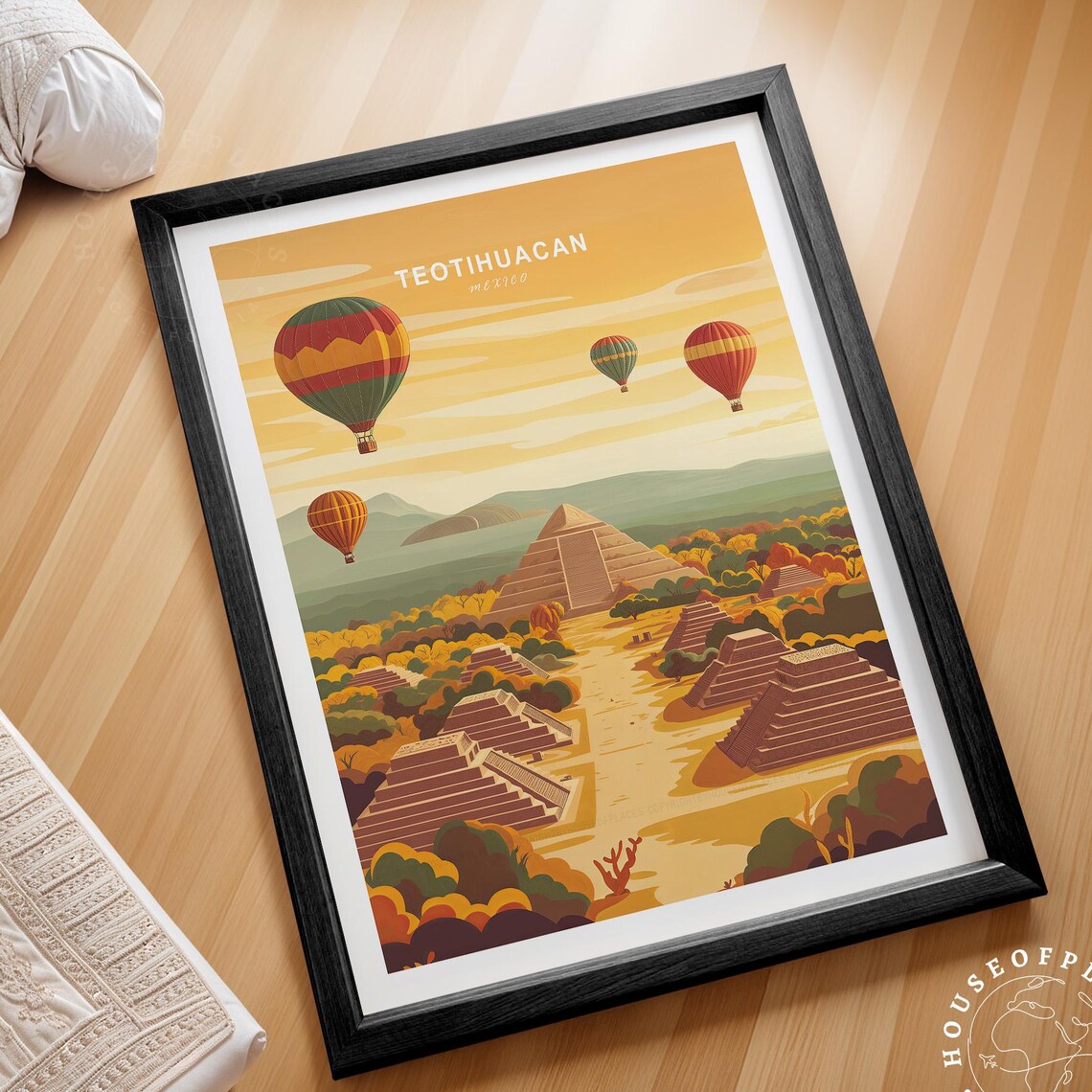 Teotihuacan Mexico Minimalist Travel Poster Print