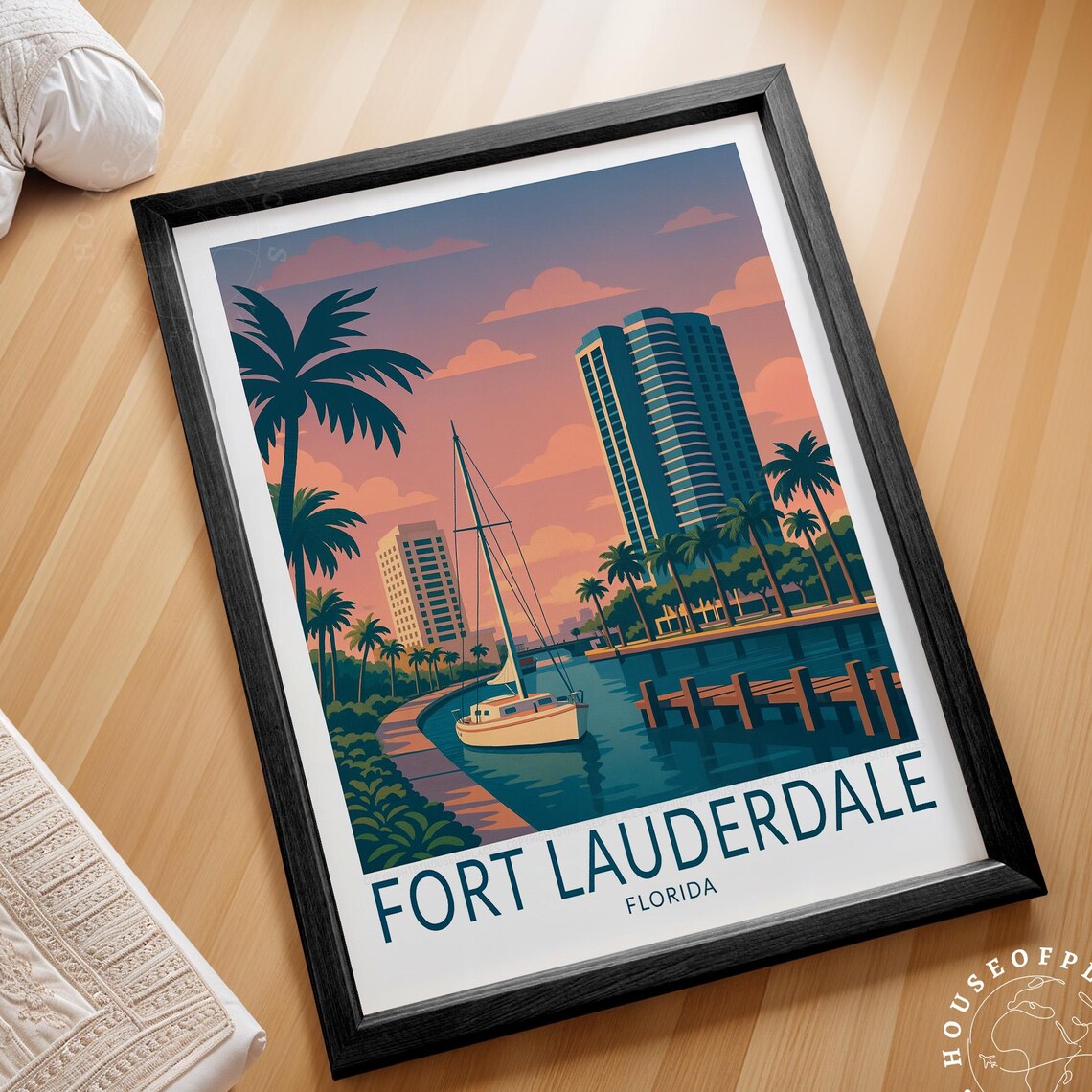 Fort Lauderdale Florida Travel Poster, Home Decor