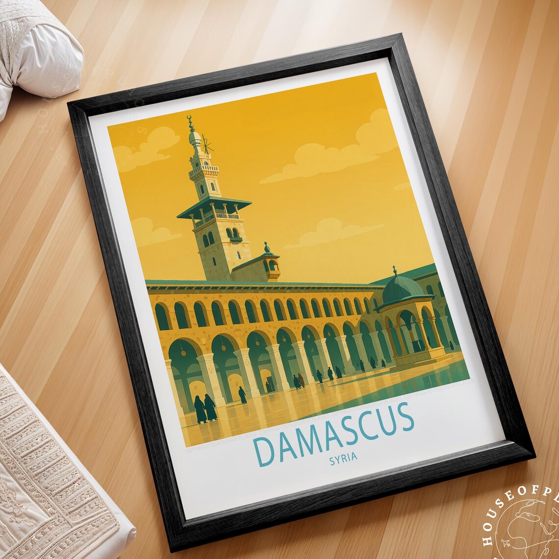 Damascus Syria Golden Umayyad Mosque Courtyard Travel Poster