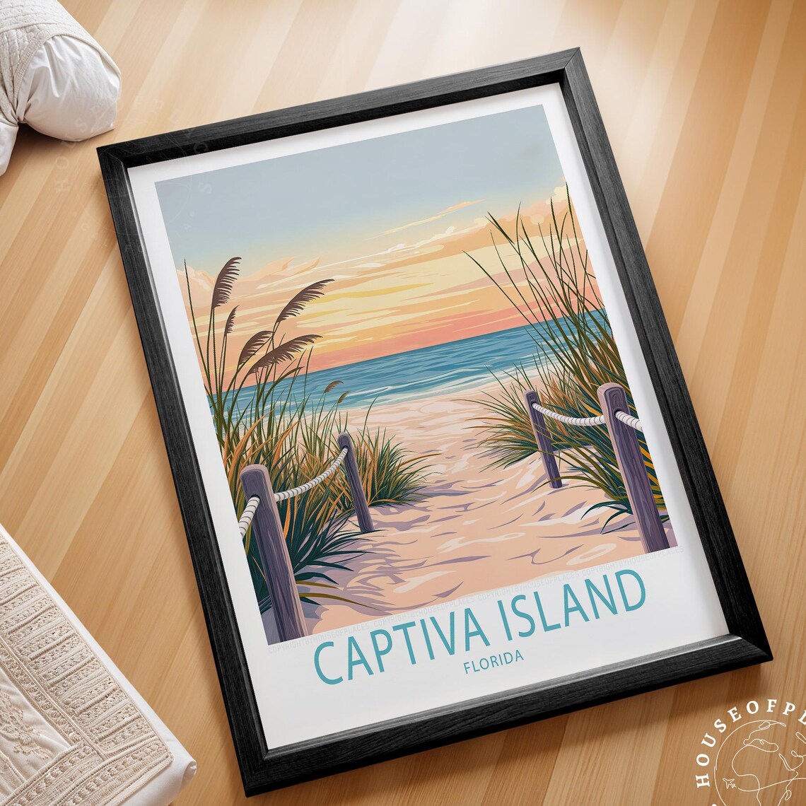 Captiva Island Florida Sunset Beach Path Sea Oats Coastal Travel Poster