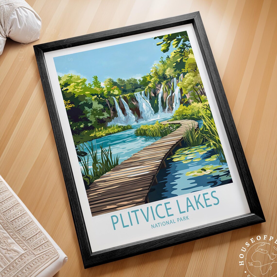 Plitvice Lakes National Park Waterfall Boardwalk Travel Poster