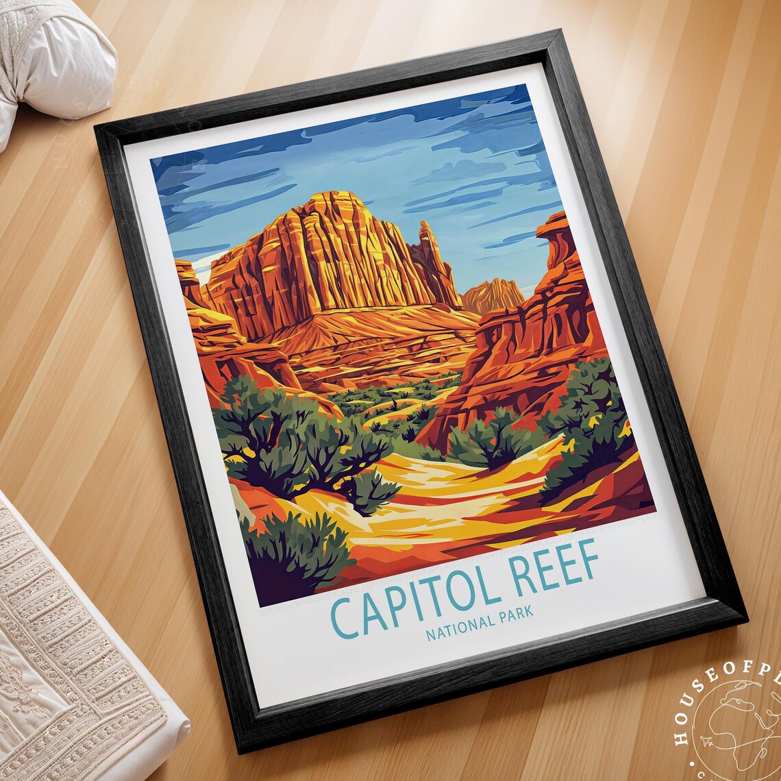 Capitol Reef National Park Vintage Travel Poster Utah Red Rock Art