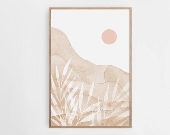Landscape Plant Art Print Bohemian Wall Art Minimal Print Minimalist Art Print Minimalist Mid Century Modern Geometric Shapes