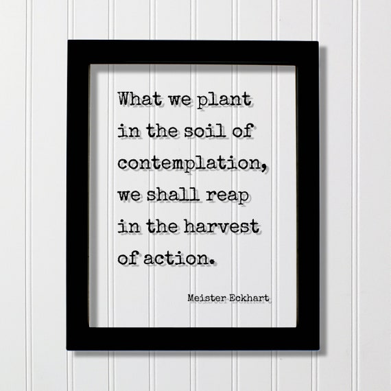 Meister Eckhart Quote What We Plant In The Soil Of Contemplation Shall Reap Harvest Action Thoughts Mindfulness Meditation