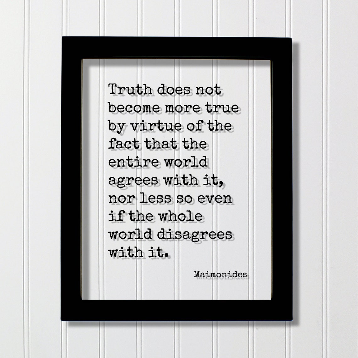 Maimonides Truth Quote Typewriter Typography Poster on Cream