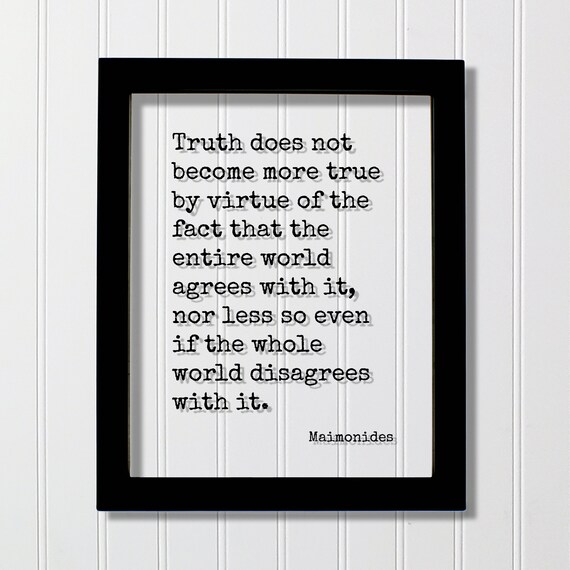Maimonides Truth Quote Typewriter Typography Poster on Cream