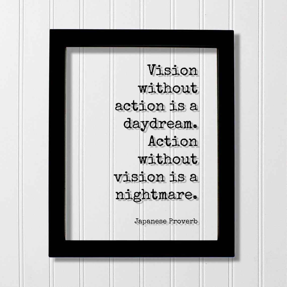 Japanese Proverb Vision Without Action Quote Typewriter Wall Art