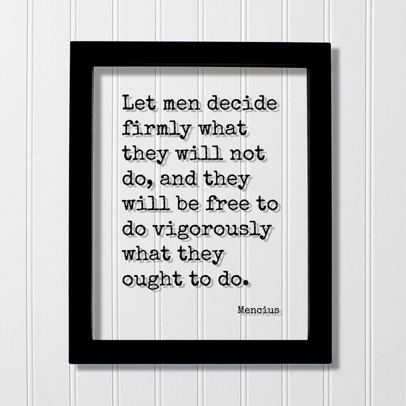 Mencius Decide Firmly Quote Poster in Floating Vintage Typewriter Style