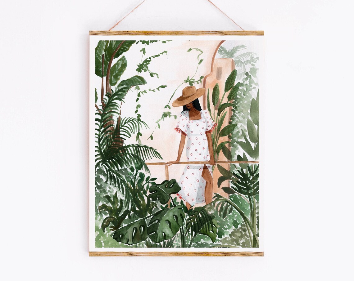 Woman And Plants Botanical Art Print, Tropical Decor - Image 4
