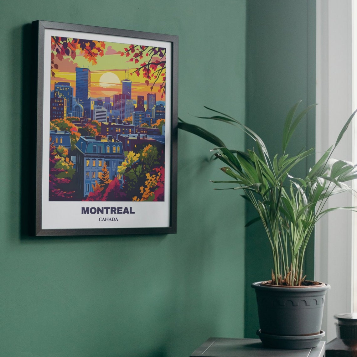 Montreal Canada Sunset Skyline Over City Rooftops Autumn Poster - Image 5