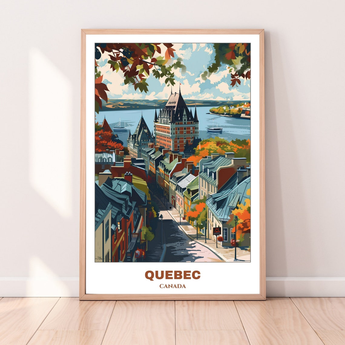 Quebec Canada Autumn Old Town Chateau Frontenac River View Poster - Image 4