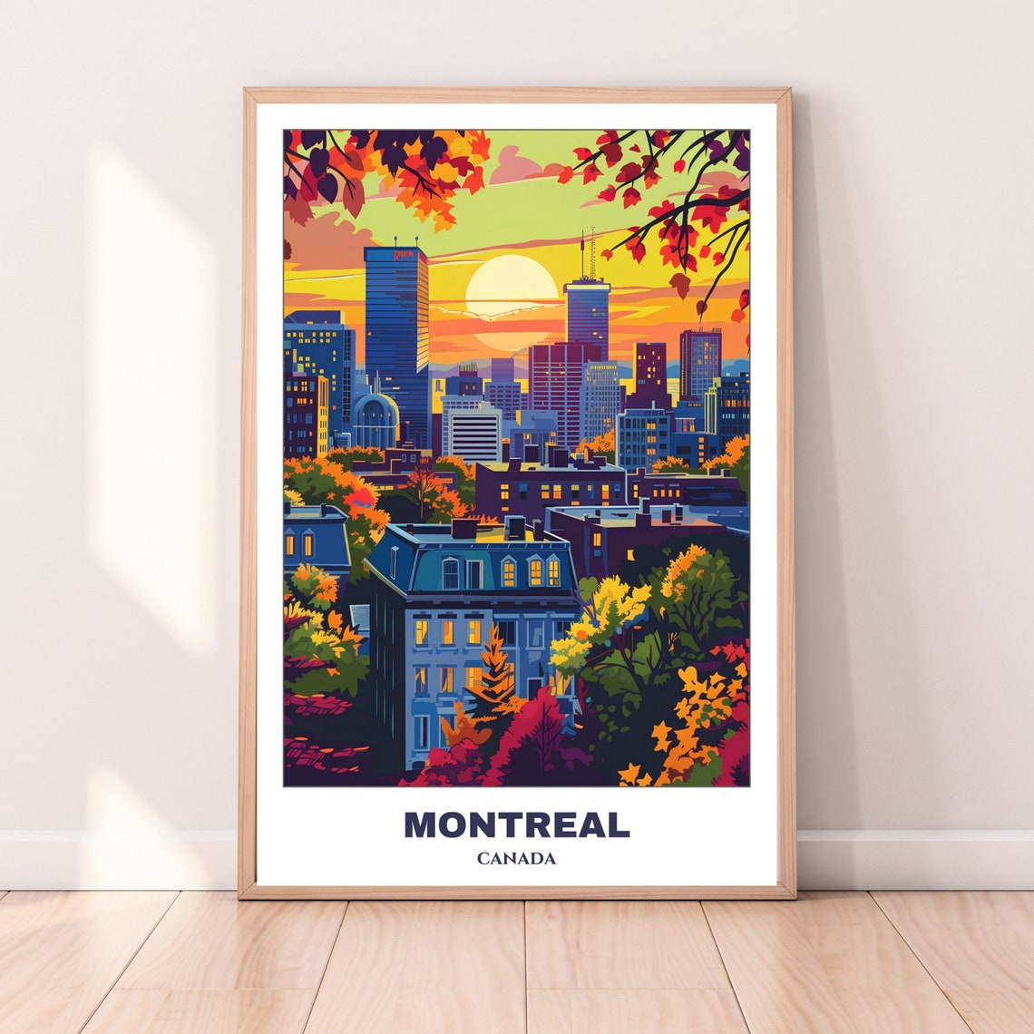 Montreal Canada Sunset Skyline Over City Rooftops Autumn Poster - Image 4