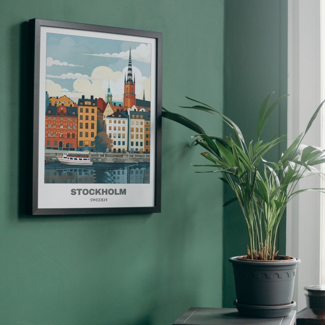 Stockholm Sweden Historic Waterfront Row Church Spire Ferry Poster - Image 5