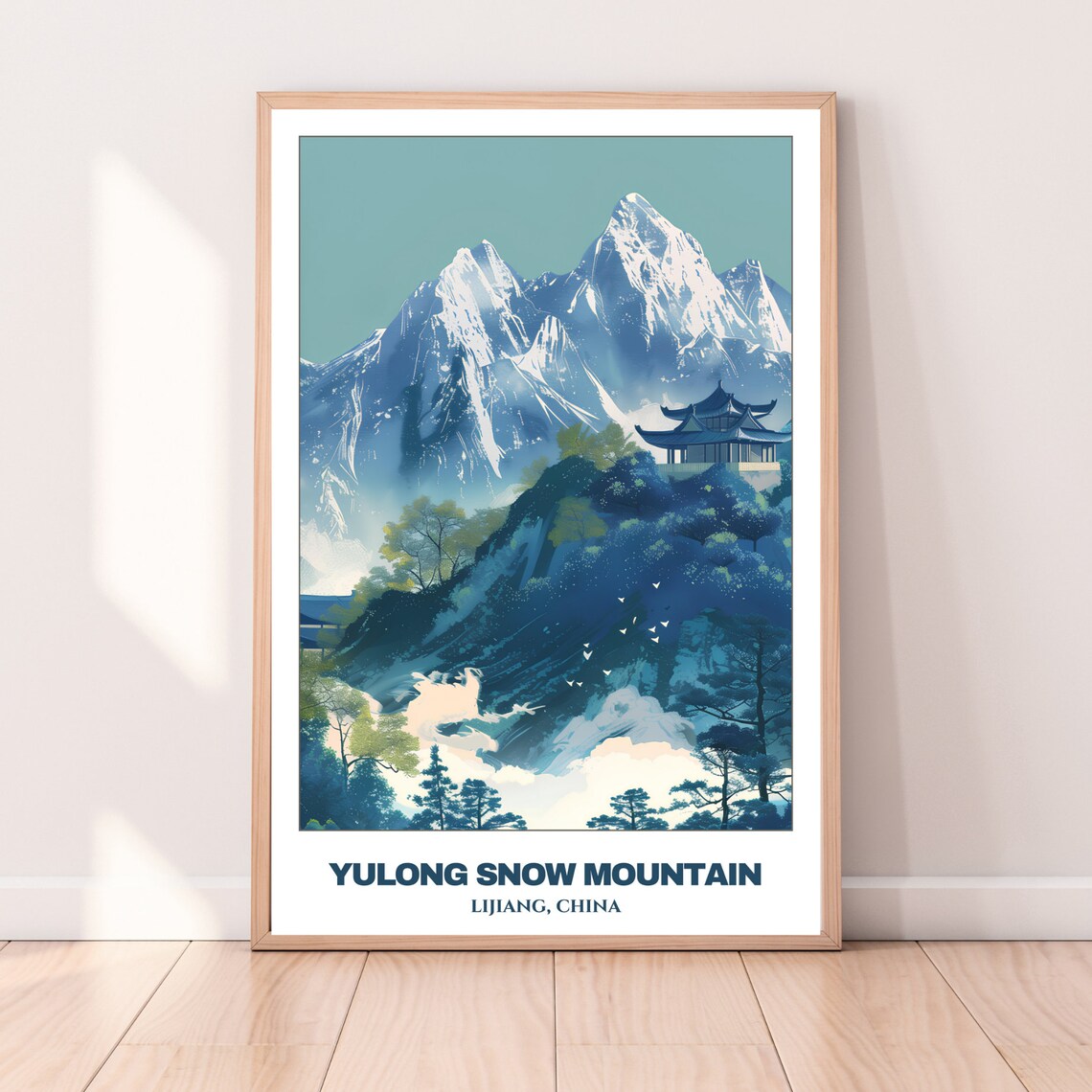 Yulong Snow Mountain Lijiang China Pavilion Pines Travel Poster - Image 4