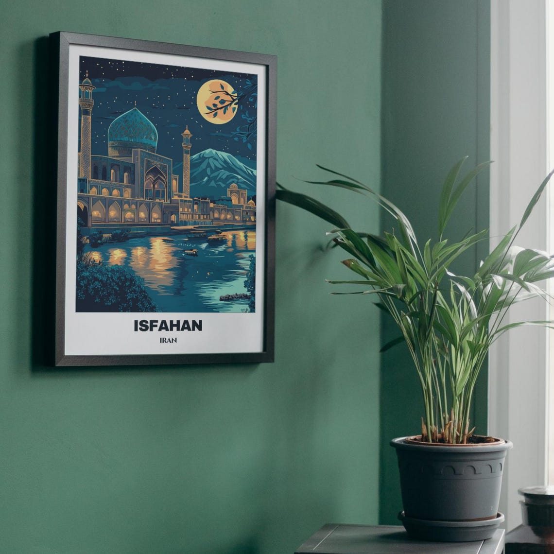 Isfahan Travel Poster Iran Travel Poster Citycape Painting Wall Art Print Isfahan Home Decor Shah Mosque Print - Image 2