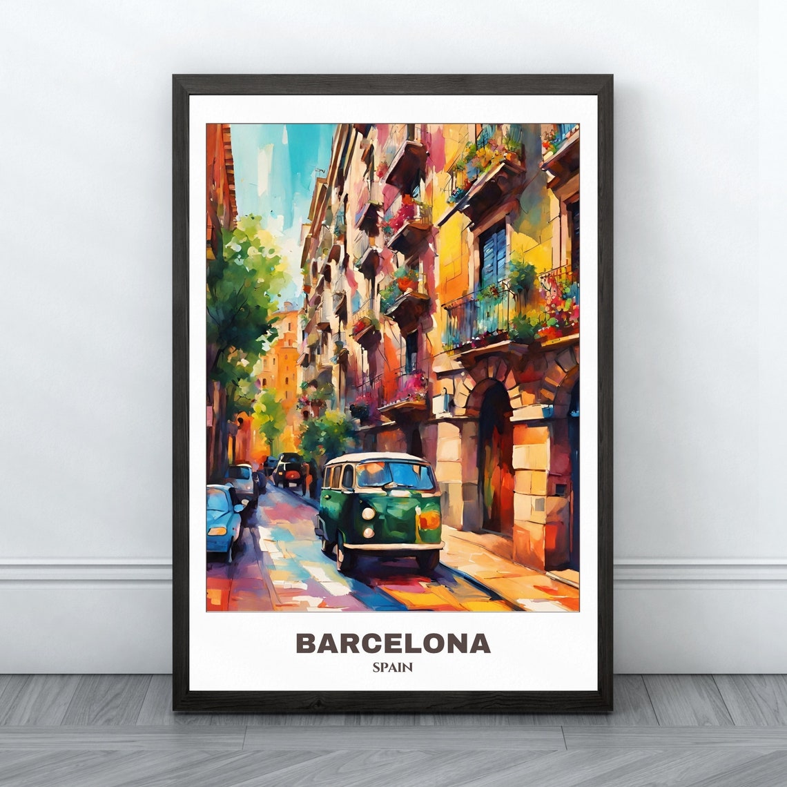 Barcelona Travel Poster Spaintravel Poster Oil Painting Cityscape Painting Travel Wall Art Room Decor Spain Trip
