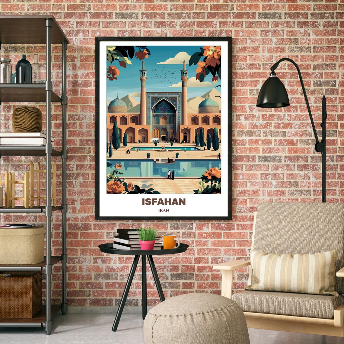 Isfahan Travel Poster, Iran Cityscape Painting - Image 2