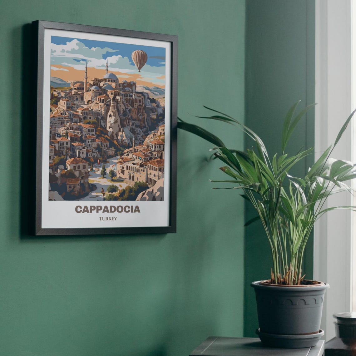 Cappadocia Turkey Hot Air Balloon Cave Town Vintage Travel Poster - Image 4