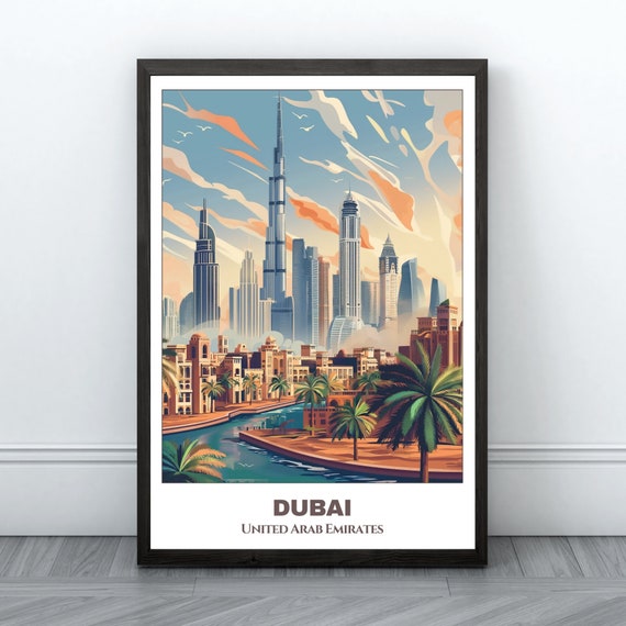 Dubai Cityscape Painting Travel Poster