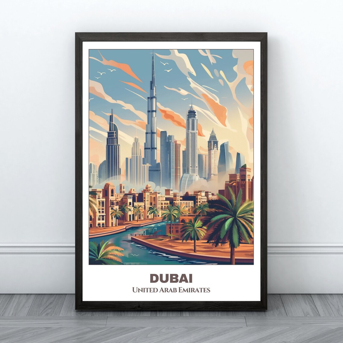 Dubai Cityscape Painting Travel Poster