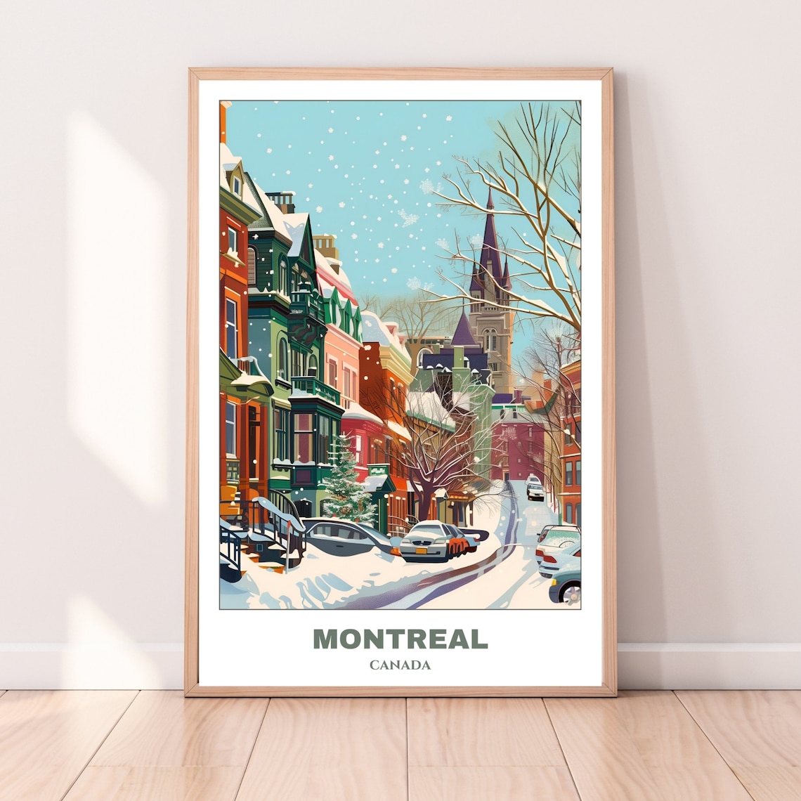 Montreal Snowly Travel Poster, Canada Cityscape Print - Image 3