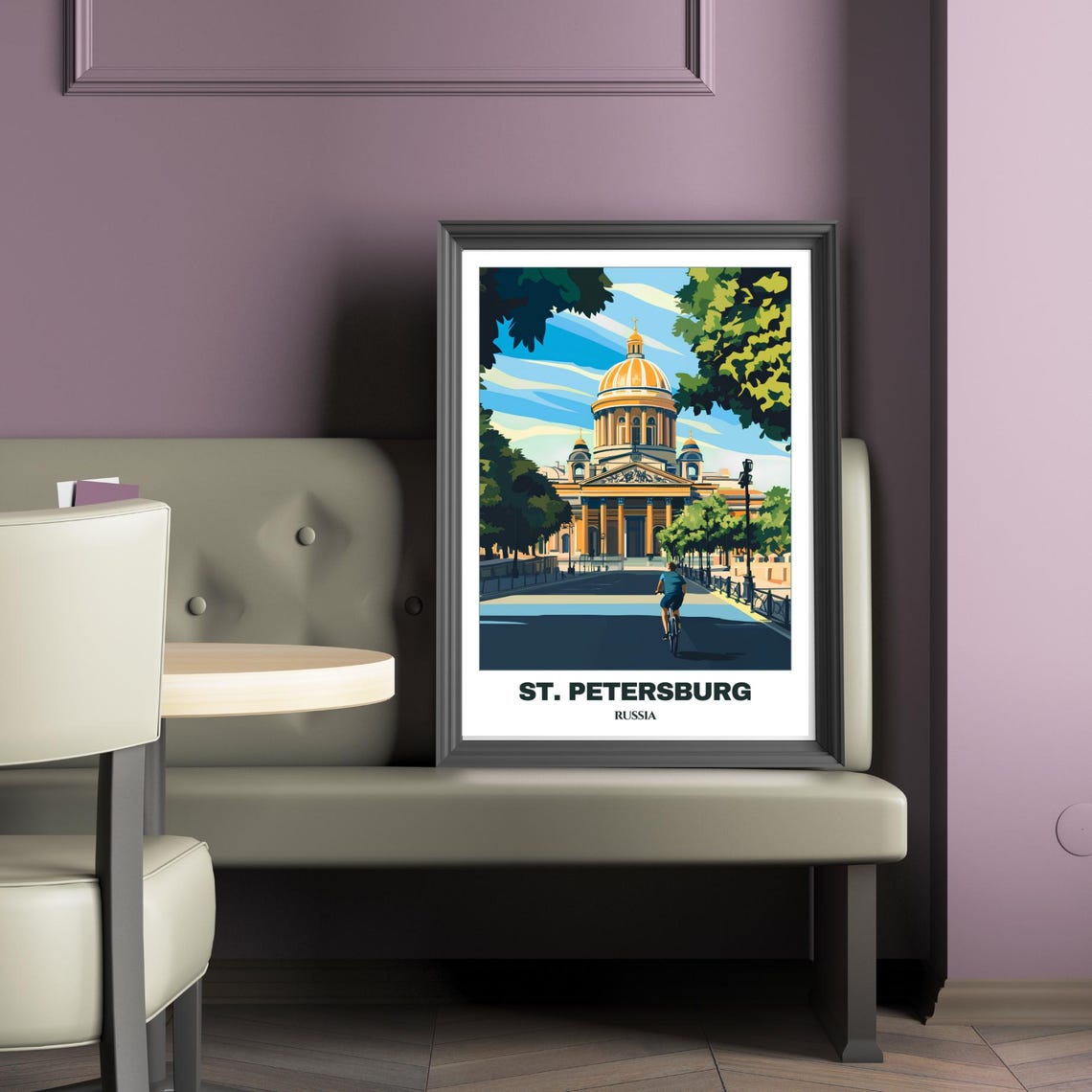 St. Petersburg St Isaac Cathedral Cyclist Avenue Summer Poster - Image 2