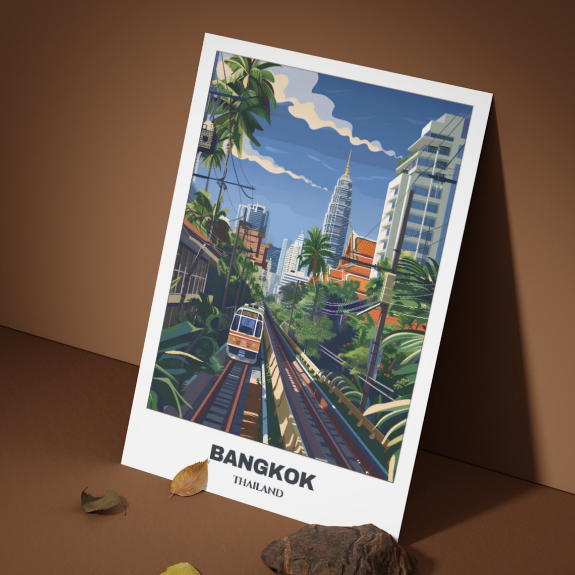 Bangkok Travel Poster Thailand Travel Poster Citycape Painting Print Wall Art Bangkok Home Decor Bangkok Trip Print - Image 3