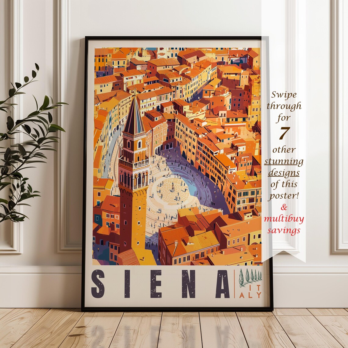 Siena Travel Poster, Tuscany Old Town Art Print