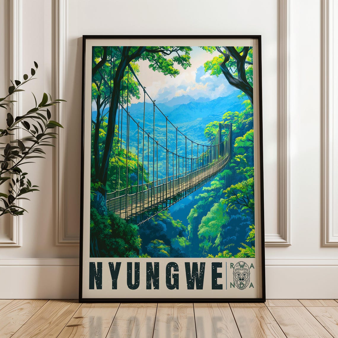 Nyungwe Rwanda Canopy Walkway Rainforest Bridge Travel Poster