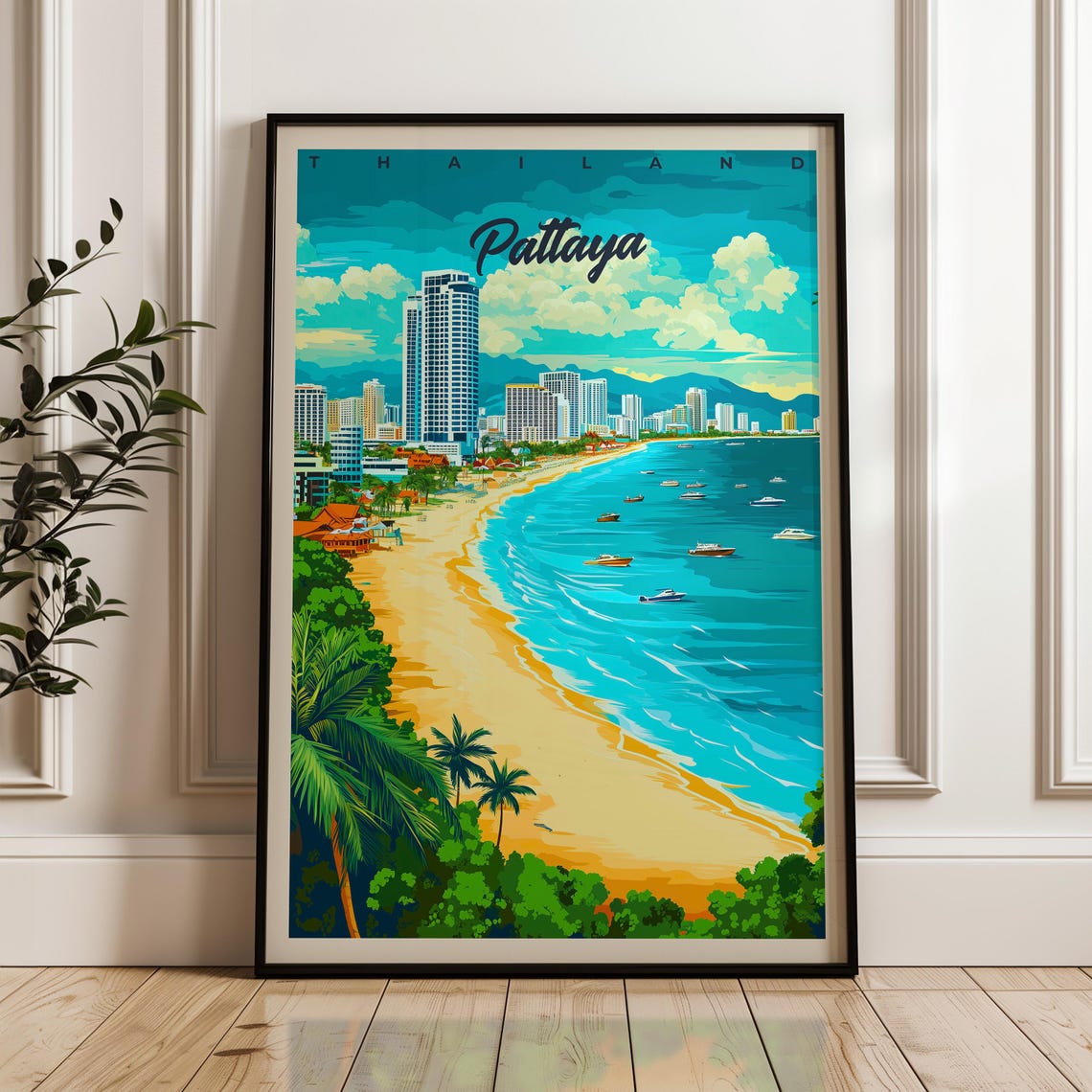 Pattaya Travel Poster, Thailand Tropical Art Print