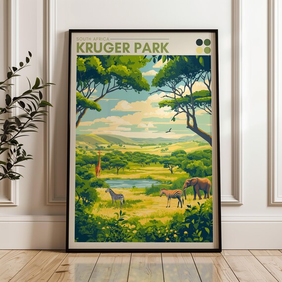 Kruger National Park Travel Poster, South Africa