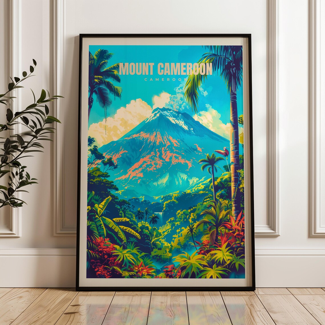 Mount Cameroon Travel Poster, Africa Wall Art Print