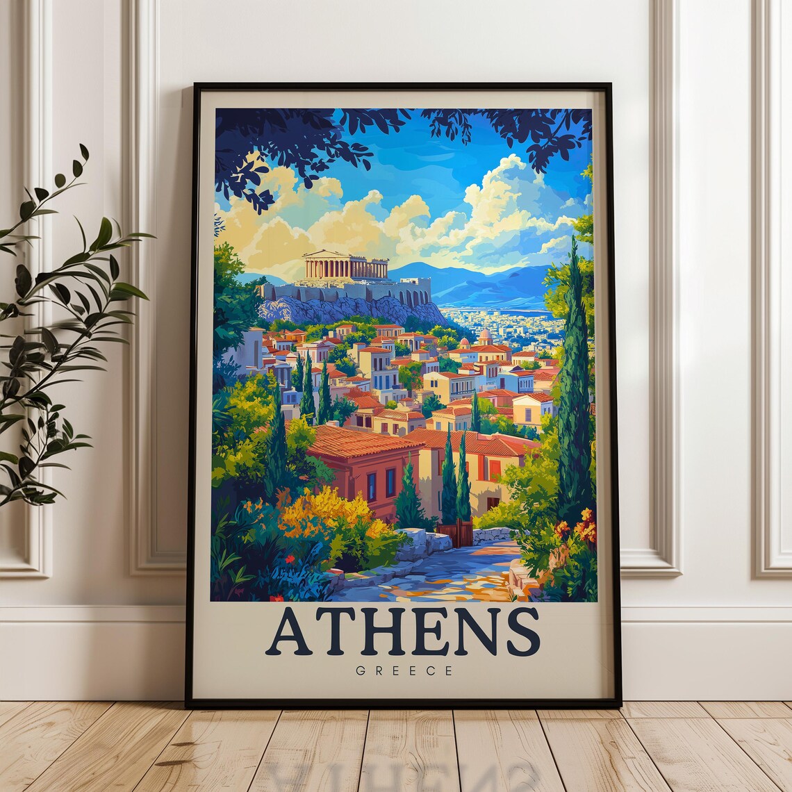 Athens Vintage Travel Poster, Greece Art Print