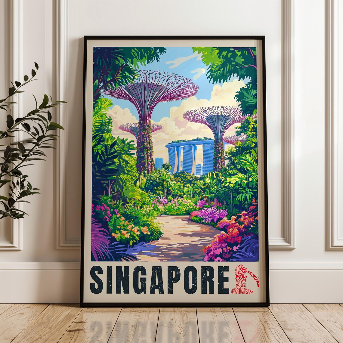 Singapore Travel Poster, Gardens By The Bay Print