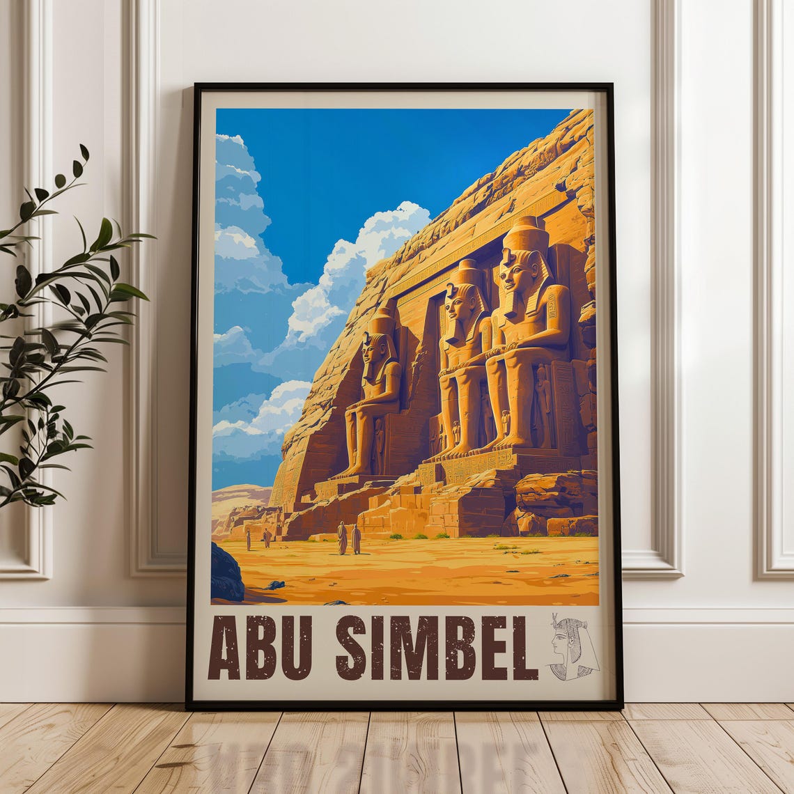 Abu Simbel Egypt Temple Retro Letterpress View Travel Poster