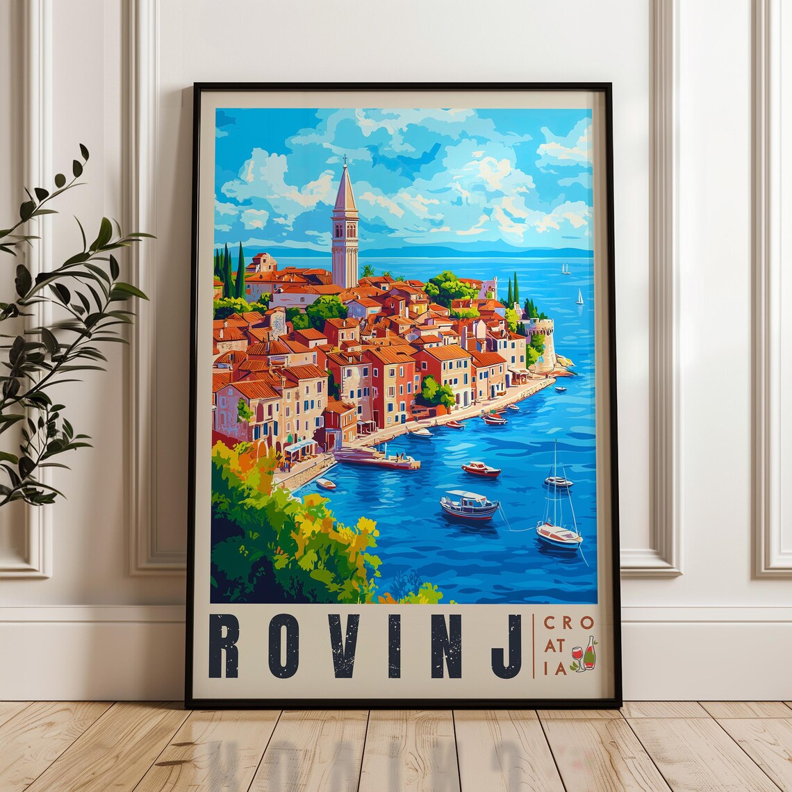 Rovinj Croatia Travel Poster, Adriatic Sea Art Print