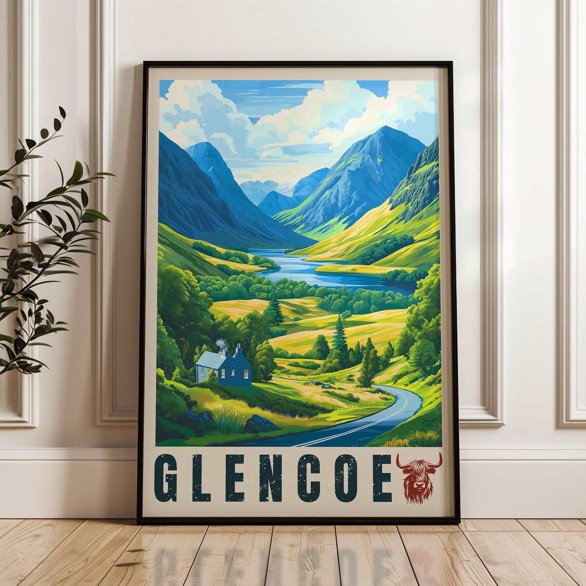 Glencoe Scotland Travel Poster, Highlands Art Print