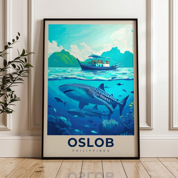 Oslob Travel Poster, Philippines Whale Shark